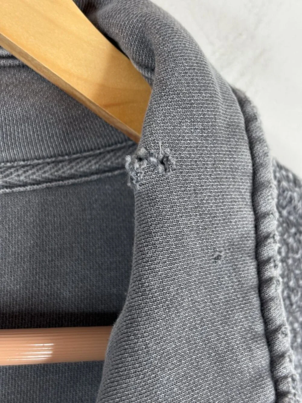 Free People Ruby Fleece Jacket M Shacket Grey Distressed Boho Oversized Pockets